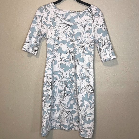 1. STATE Blue & White Baroque Pattern Work Dress - Picture 2 of 8